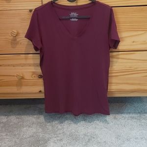 Banana Republic Timeless V Neck Tee [Maroon]